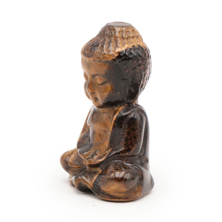 petite statue bouddha en pierre d'oeil de tigre