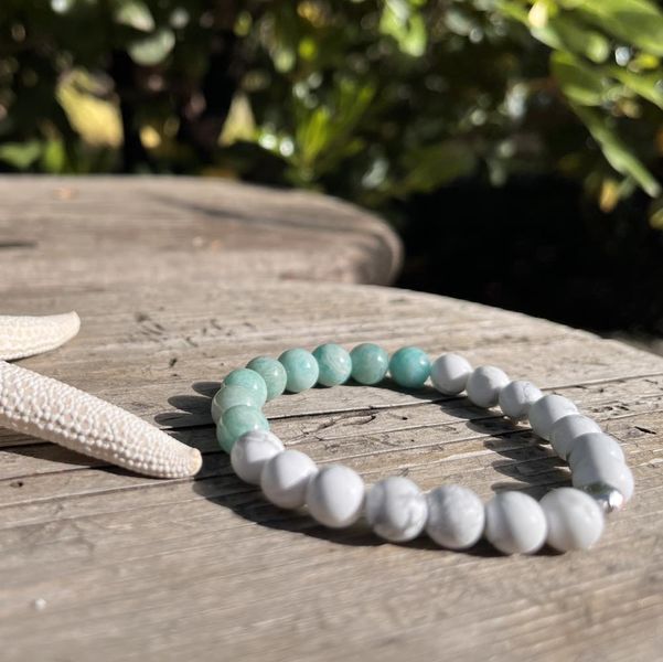 bracelet en pierres naturelles de Howlite et d'Amazonite