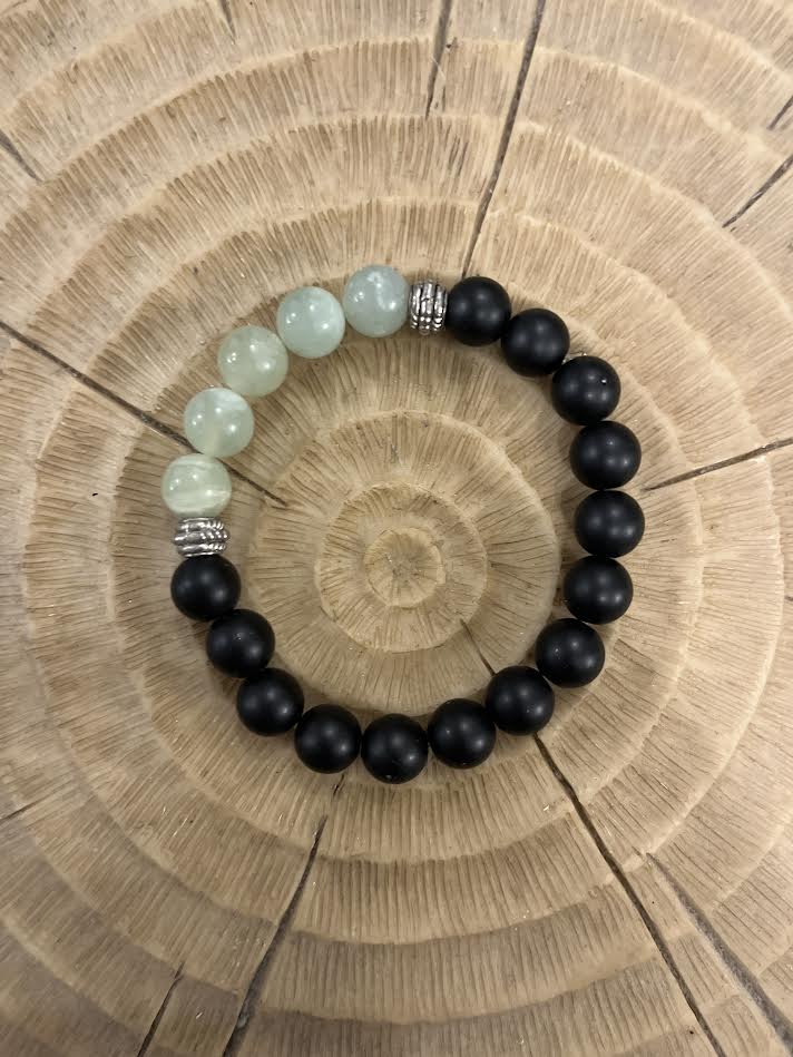 bracelet en pierre naturelles de jade et d'onyx
