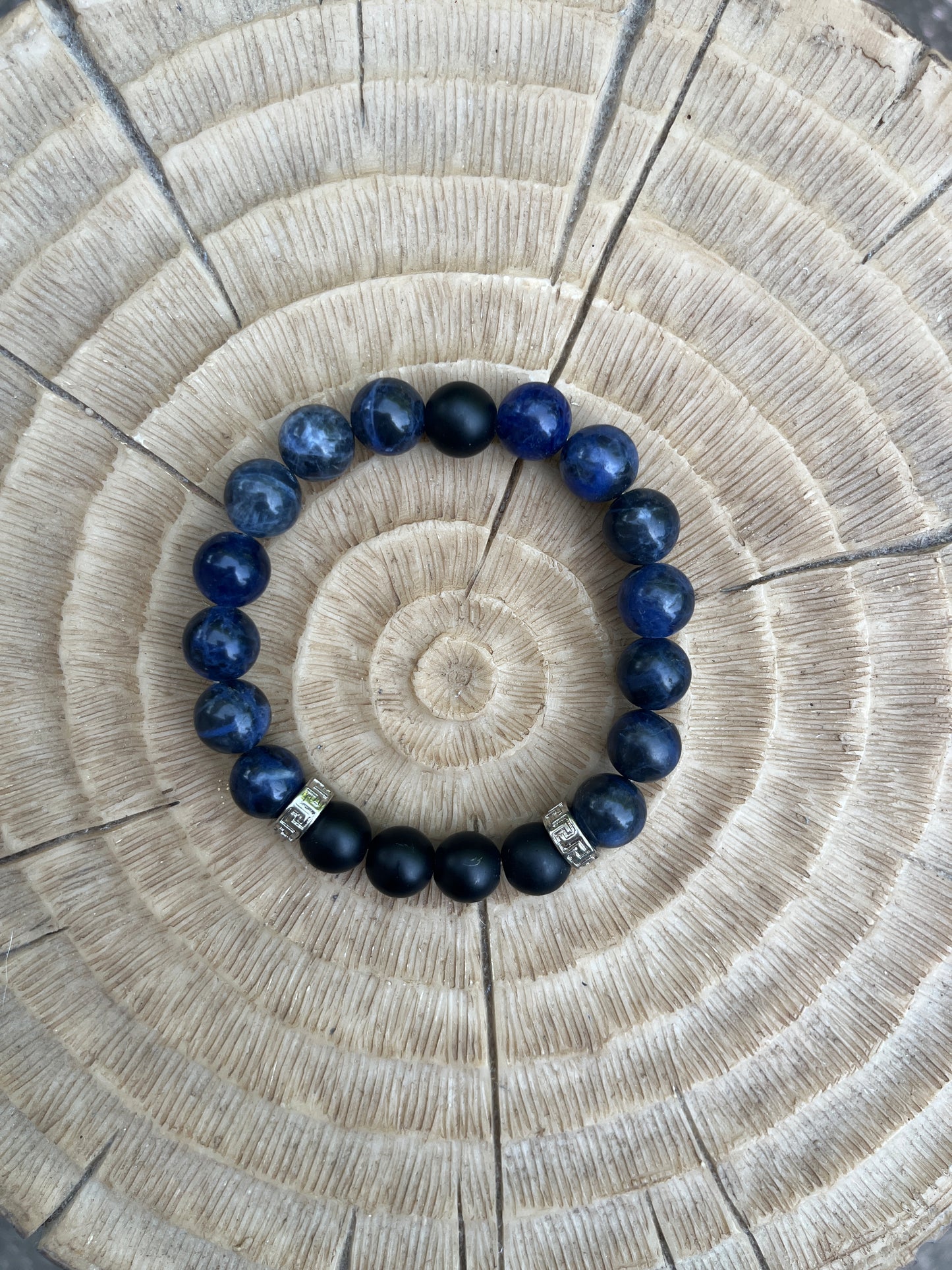 bracelet en pierres naturelles de sodalite et onyx