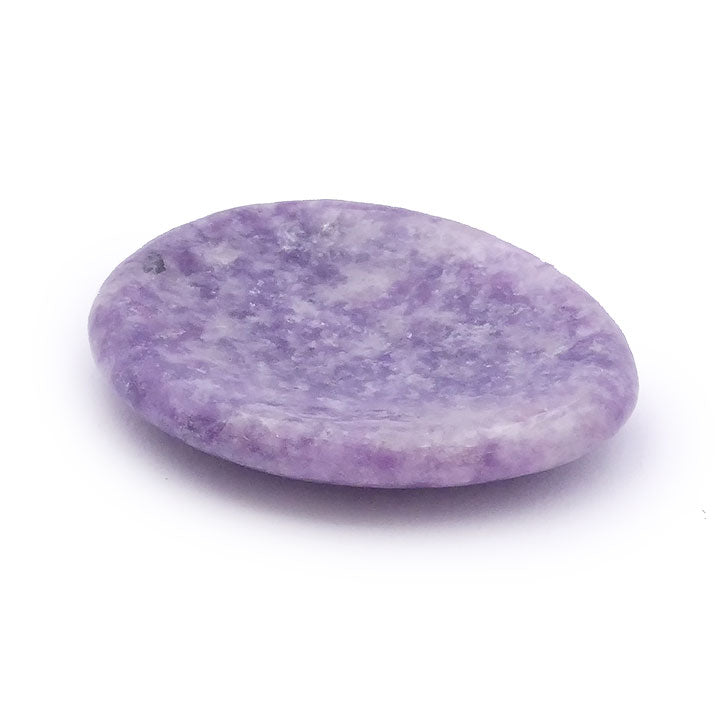 galet ovale incurvé prenant la forme du pouce en pierre naturelles de Lépidolite